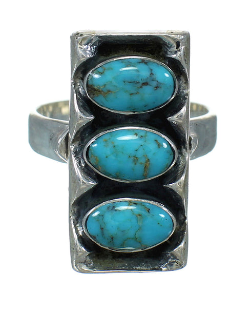 Southwestern Turquoise Jewelry Sterling Silver Ring Size 8-3/4 AX89288